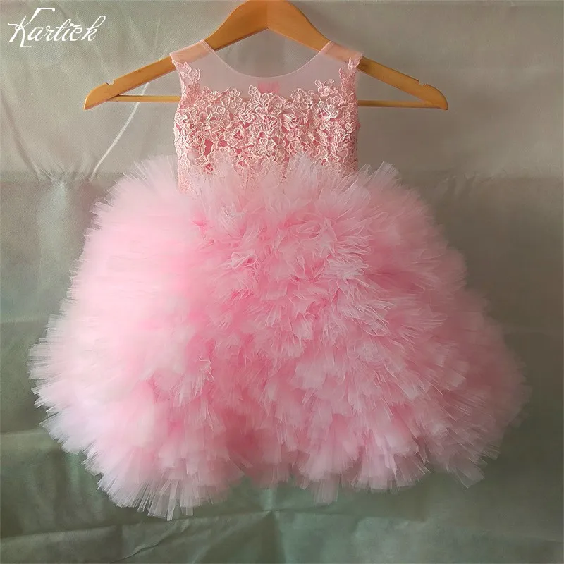 

Hot Sale Flower Girl Dresses for Wedding Appliques Ball Gown Party Pageant Communion Dress Pink Little Girls Kids/Children Dress