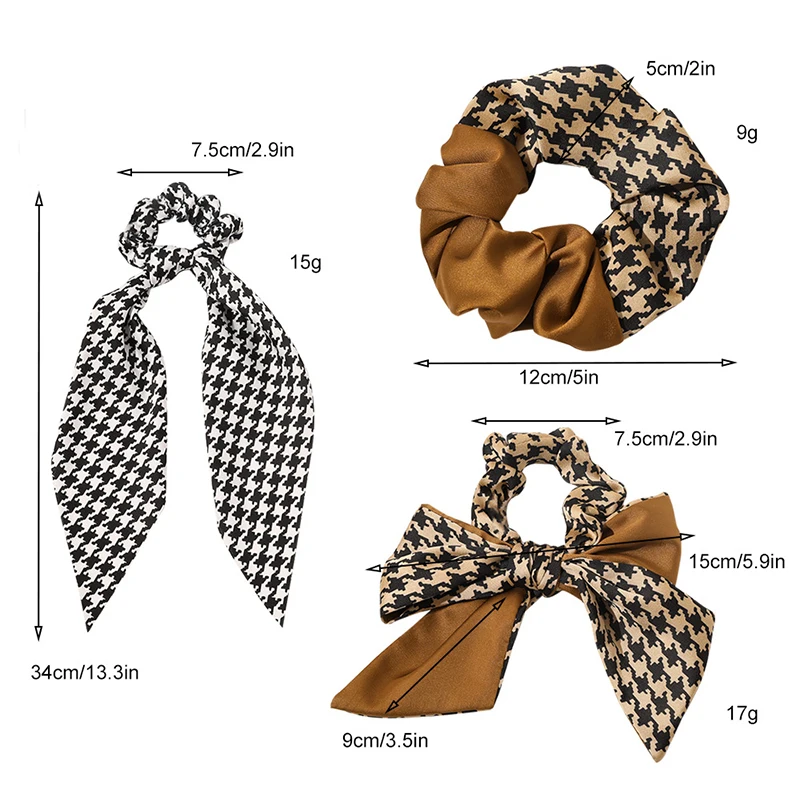 

2021 Houndstooth Bow Streamers Hair Ring Ribbon Girl Hair Bands Scrunchies Ponytail Hair Bows Girl Holder Rope Hair Accessories