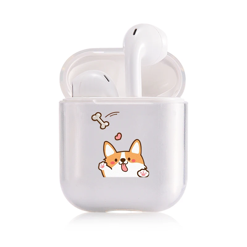 Жесткий прозрачный чехол для наушников Apple airpods 1 чехол Роскошные домашние животные собака корги прозрачный Air Pods чехол для Airpods 2 защитный чехол