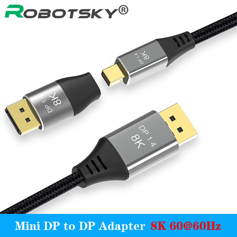 

Переходник Mini DP-адаптер портов дисплея 8K с наружной резьбы на внутреннюю резьбу dp для ПК ноутбука проектора DP на Мини dp1.4