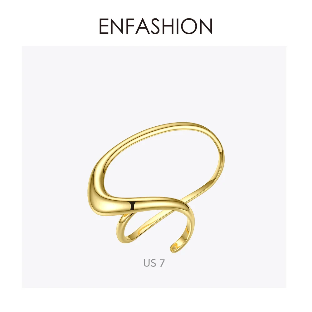Женское кольцо с кольцом ENFASHION золотого цвета в минималистичном стиле Подарочная