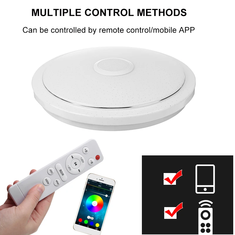 $46.60 300W 40cm Modern RGB Dimming LED Ceiling Light Remote/APP Intelligent Control bluetooth Speaker Music Light Smart Ceiling Lamp