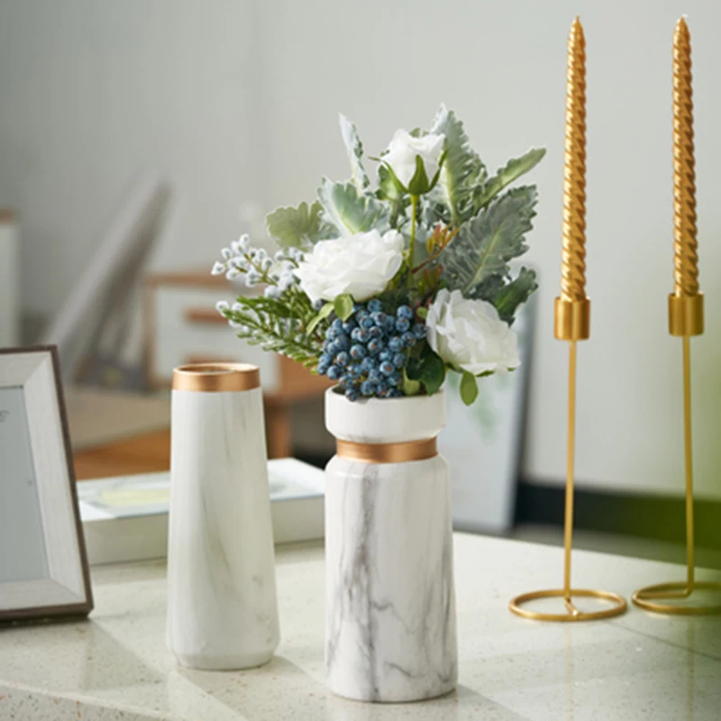 Вазы керамические белые мраморные Скандинавская настольная декоративная ваза