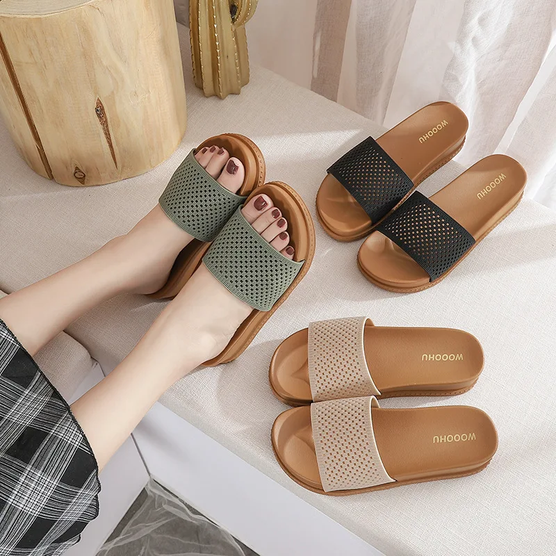 

2021 Roman Sandals Slippers Women Summer-Korean-Style Flat Monitor Word Platform Teddy Bear Slippers Andalias De Las Mujeres
