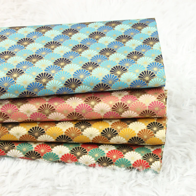 

45*110cm Thin Cotton Bronzing Geometric Printing Fabric Sewing Material Quilting Patchwork Needlework DIY Handmade Cloth Bag
