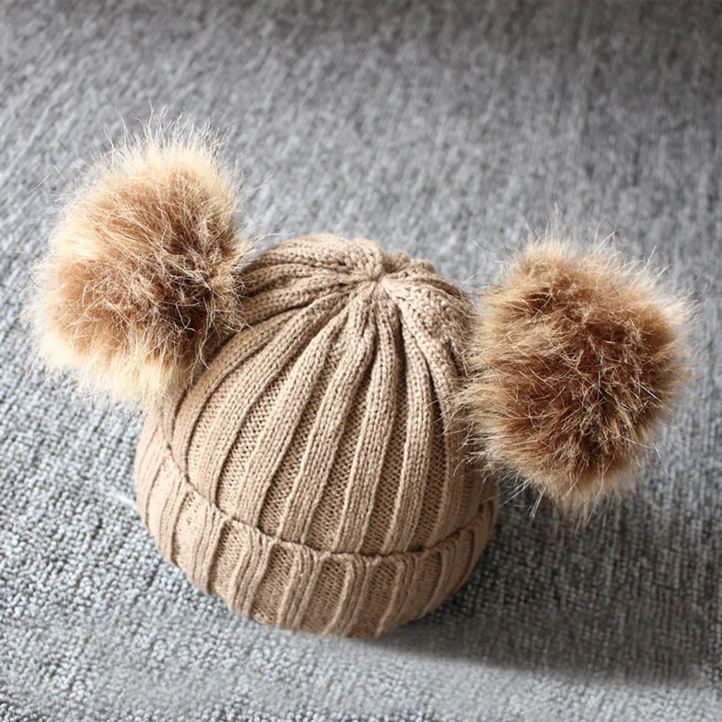 Childrens Baby Knitting Wool Hemming Hat Keep Warm Winter Hiarball Fur Ball Cap Newborn Toddler Boys And Girls Fashion Xl | Детская