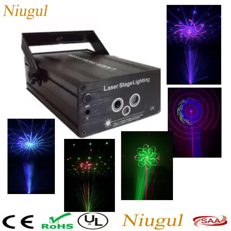 Лазерный мини проектор Niugul с большими узорами RGB светильник для диджея дискотеки