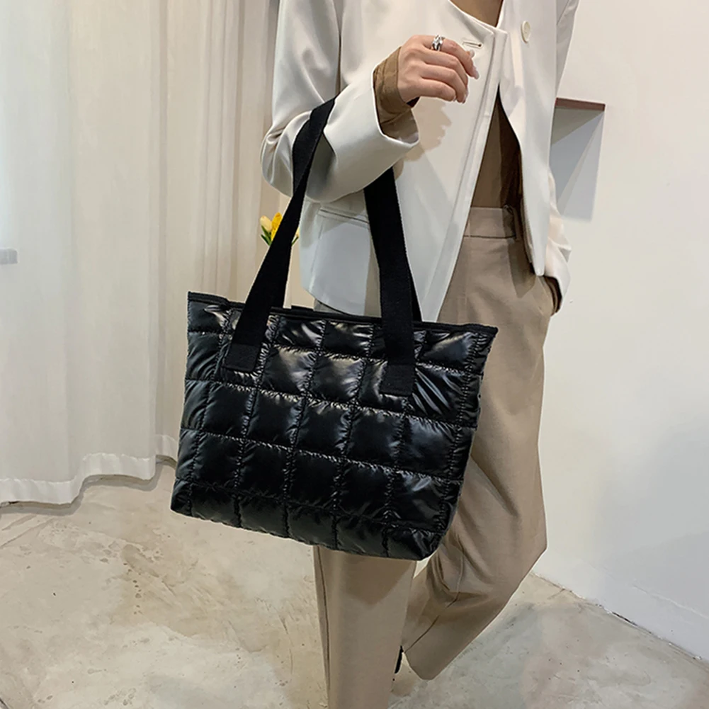 Женская модная однотонная Сумка-тоут женские сумки через плечо стеганая зимняя