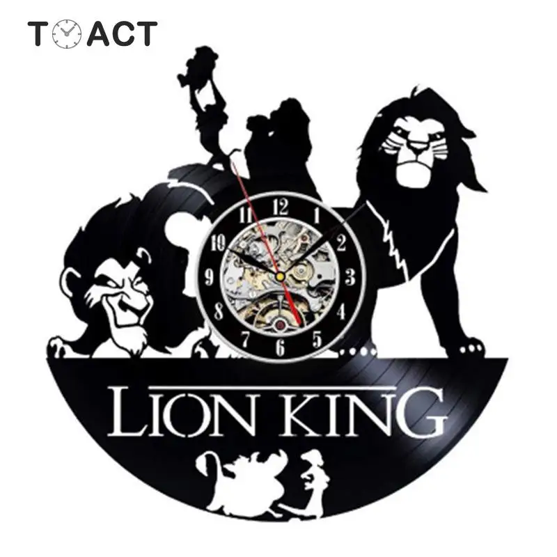 Светодиодные виниловые настенные часы с изображением короля льва светящиеся