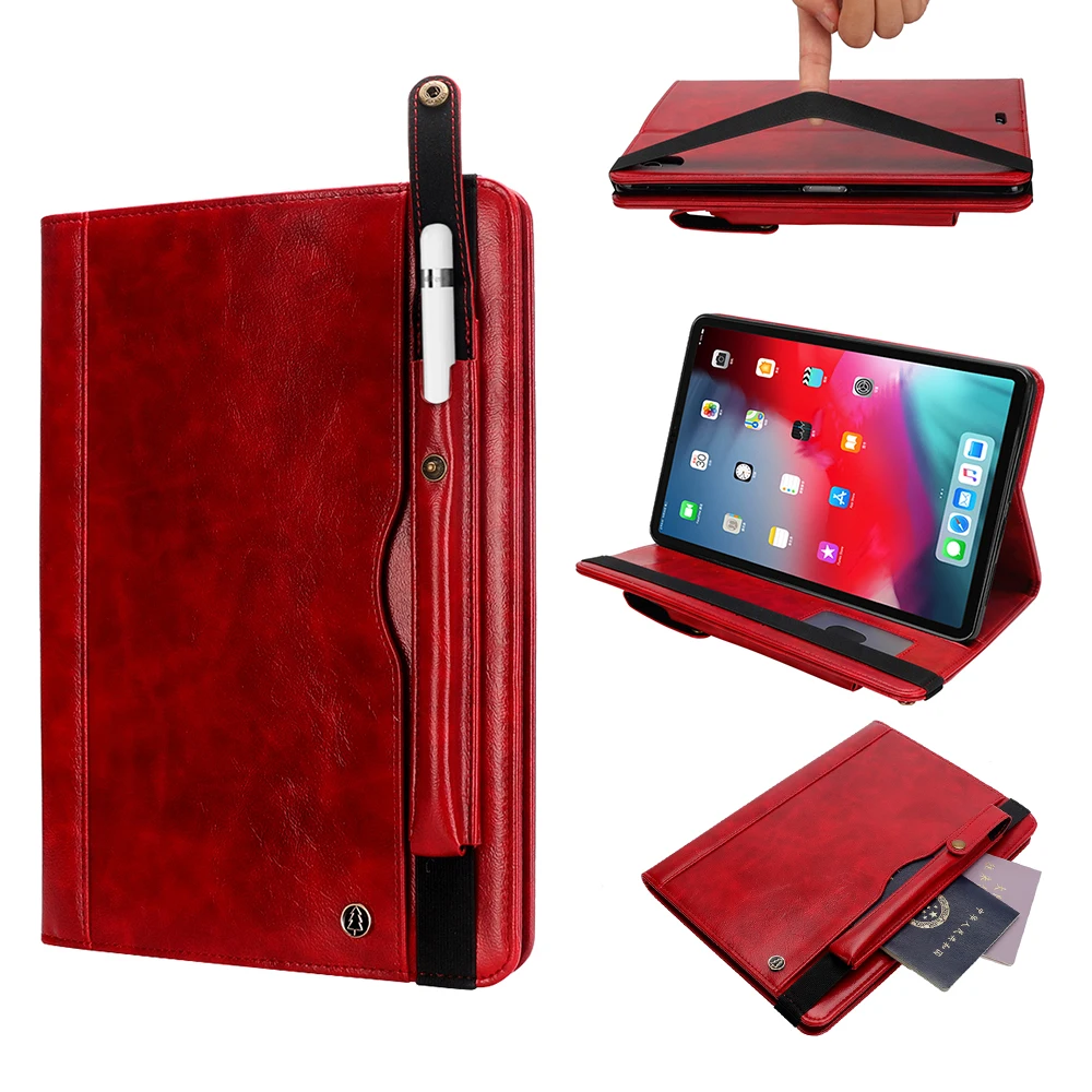 Retro Luxury PU Leather Card Wallet Cover for iPad Pro 12.9 (2018) Tablet Case pen slot Kickstand filp cover Protective Shell | Компьютеры