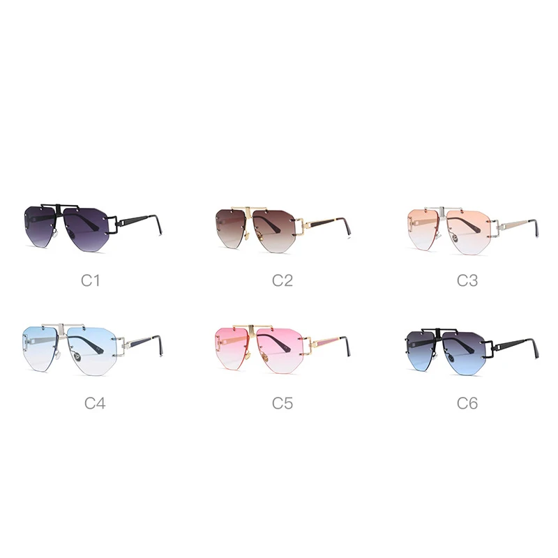 

ROYAL GIRL Rimless Sunglasses Women Men New Brand Oversize Irregular Eyewear Metal Frame Sun Glasses Female UV400 ss366