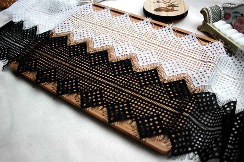 Кружевная ткань с вышивкой из хлопка 13 см | Дом и сад