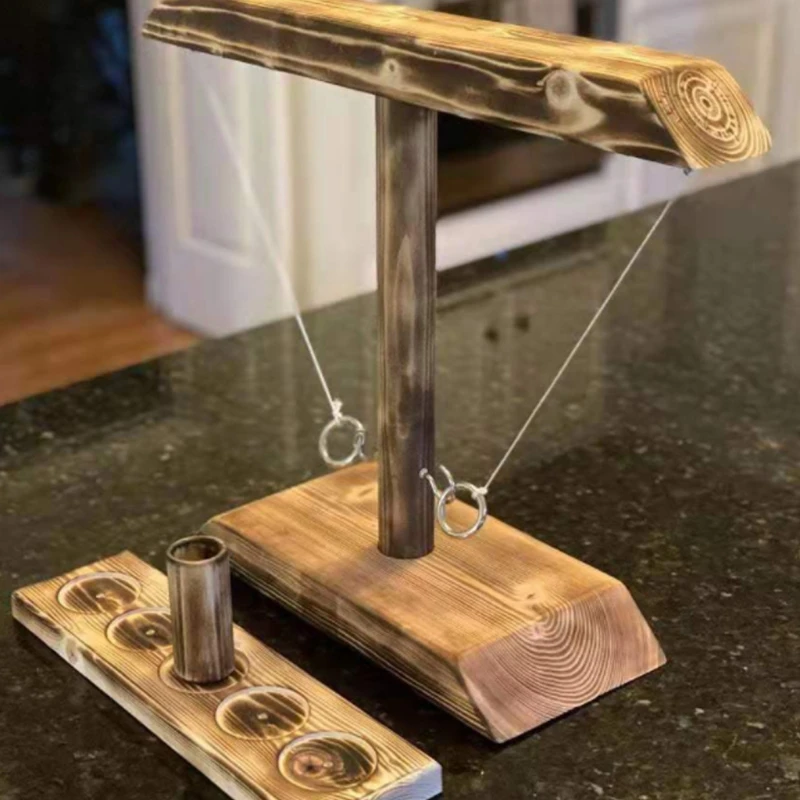 

Ring Toss Games for Kids Adults Handcrafted Games-Craggy Handmade Wooden Ring Toss Hooks Fast-paced Interactive Game