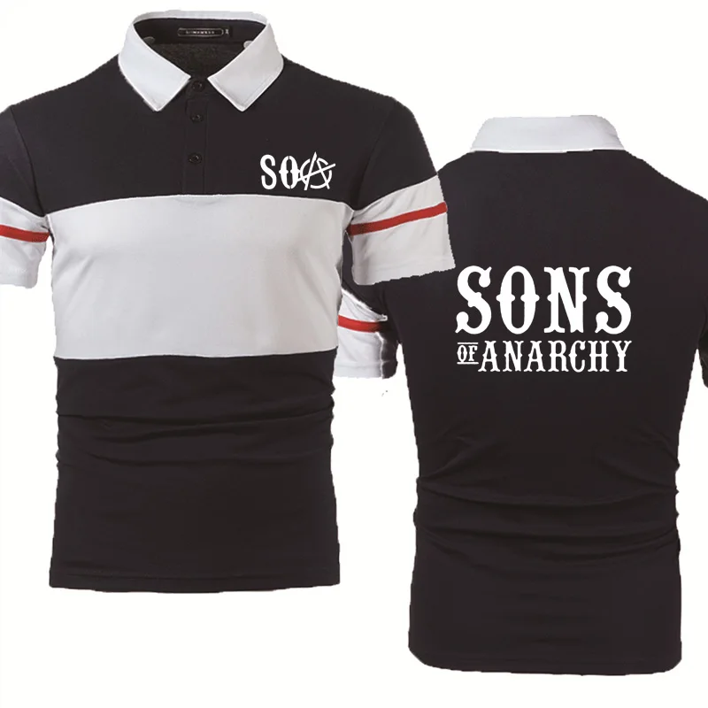 

Casual Summer Trend SOA Sons of Anarchy the Child SONS Print Short sleeve Cotton Splicing Men's Short Sleeve