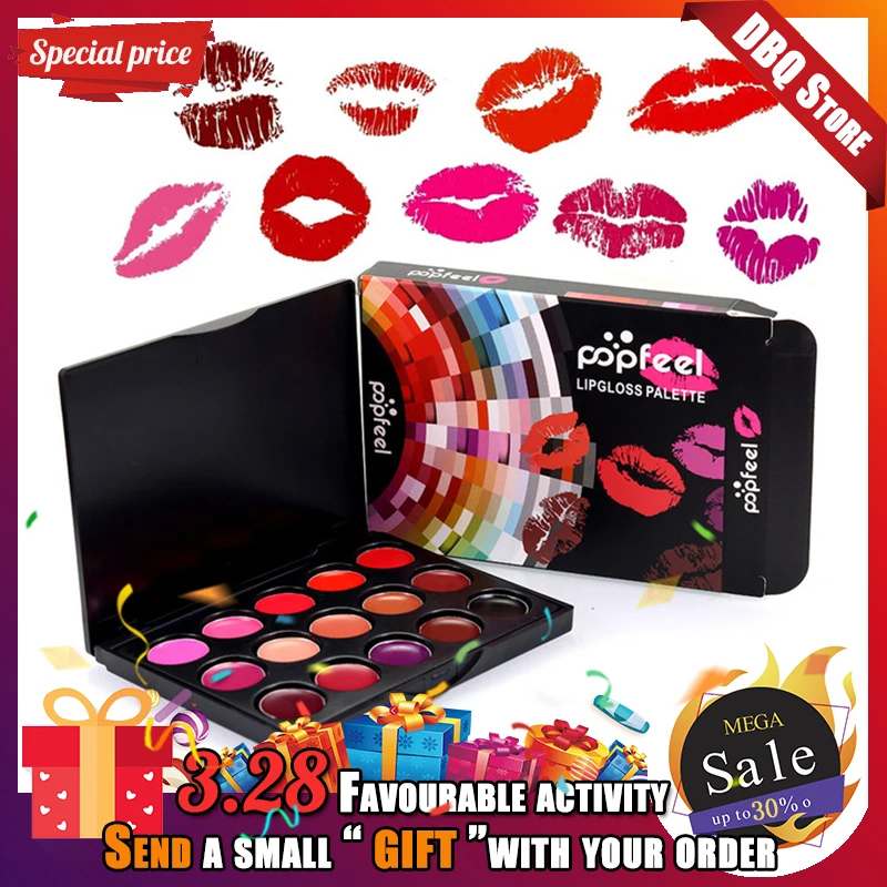 

New Arrival popfeel 15 Colors Beauty Make Up Lipsticks Lip Gloss Cosmetic Set Moisturizer Fashion Lipstick Palette Pretty
