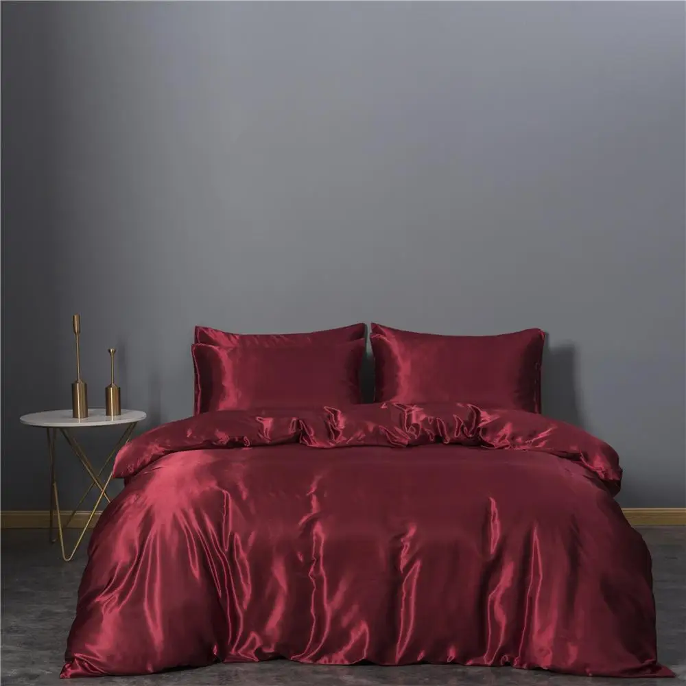 

3pcs Luxury Bedding set Twin Queen King Size Bedding Sets King Double Size Satin Silk Summer Used Single Bed Linen Bedding Kit