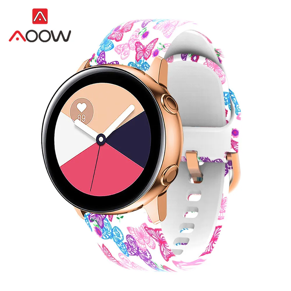 20 мм силиконовый ремешок для часов с принтом для samsung Galaxy Watch Active 42 мм gear Sport S2 Garmin Amazfit браслет ремешок Correa