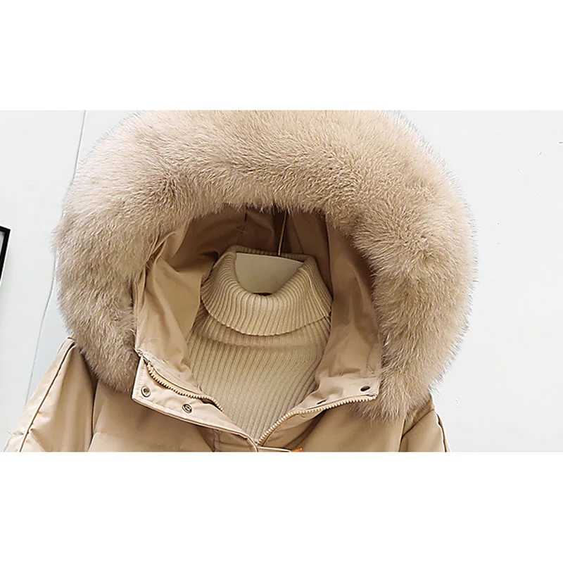 

fashion Fur collar Hooded Winter Down jacket Women 90% White Duck Down Jacket Thick Warm Parkas Female Outerwear
