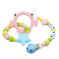 pink fish shape teetherpacifier clips for baby infant chewable toys bpa free food cutesoft silicone beads for teether