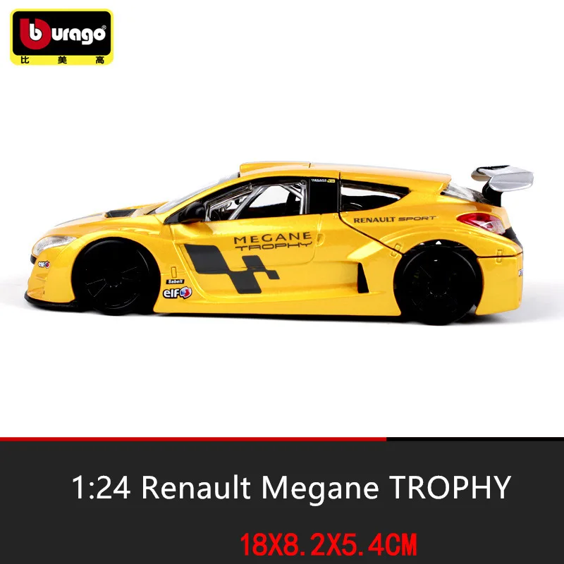 Модель автомобиля Bburago 1:24 Renault Megane, Модель гоночного автомобиля, модель автомобиля из сплава, коллекция украшений, Подарочная игрушка