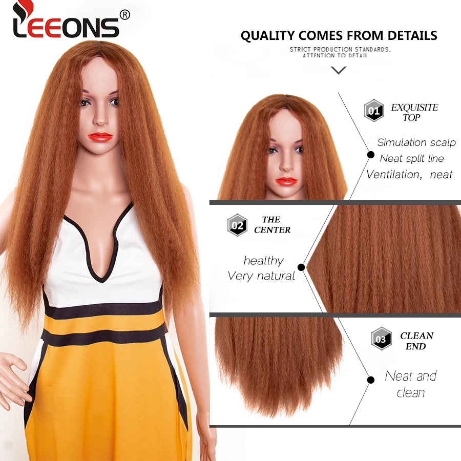 Leeons 24 дюйма длинные курчавые прямые синтетические волосы парики для женщин