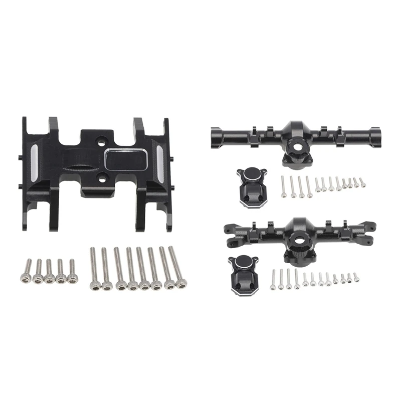 

2 Set RC Car Part: 1 Set Metal Middle Gearbox Skid Plate Transmission & 1 Set Metal Front Rear Axle Diff Cover