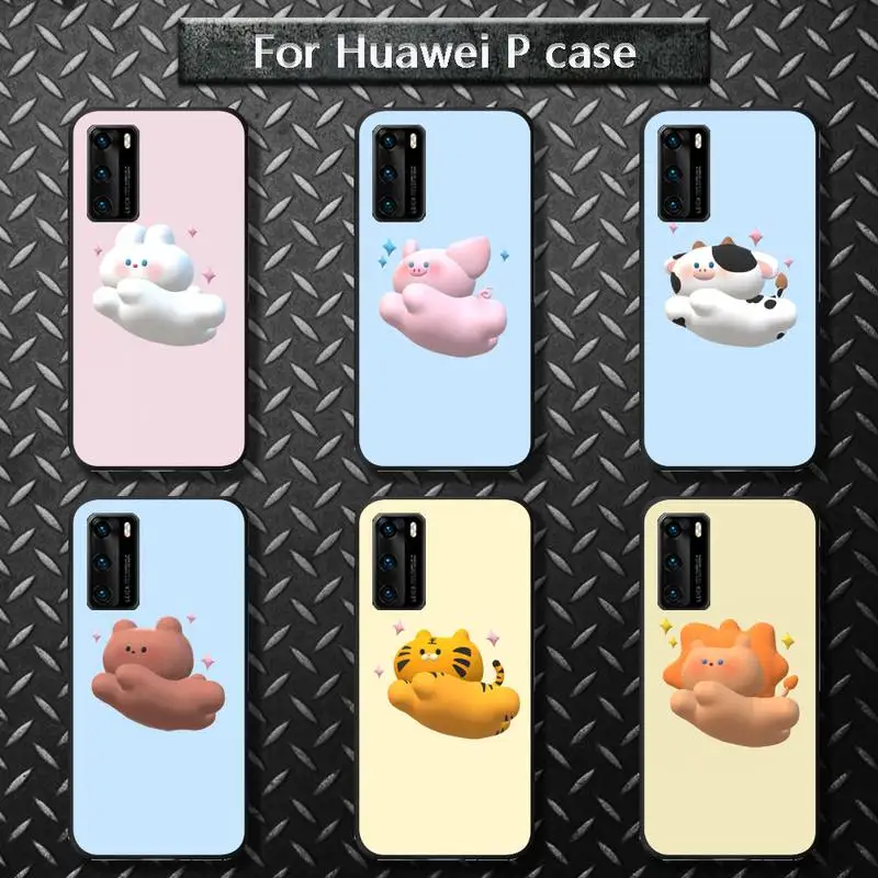 Hand drawn Cute 3D Cartoon Animals Phone Case For Huawei P20 P30 P20Pro P20Lite P30Lite Psmart P10 9lite