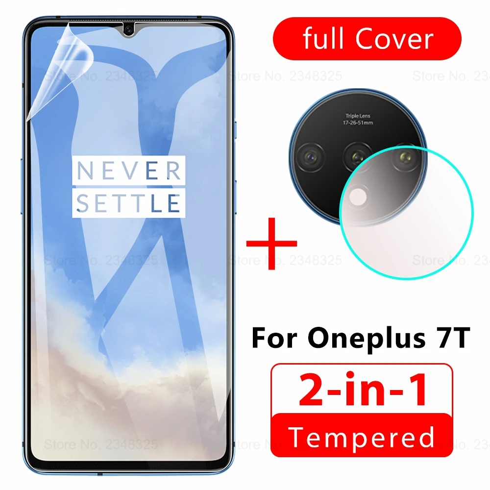 2 в 1 мягкая Гидрогелевая пленка + стекло для объектива камеры Oneplus 7T Pro 6t чехол One Plus