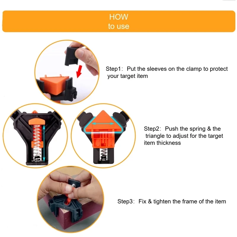 

1pc 90 Degree Right Angle Clamp Fixing Clips Picture Frame Corner Clamp Woodworking Corner Clip Positioning Fixture Tools