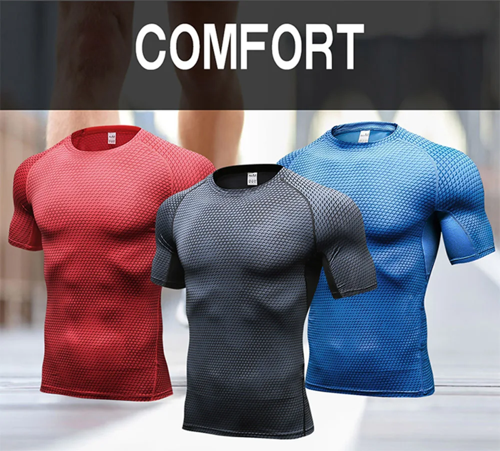 Комплект спортивной одежды мужской компрессионный базовый слой футболка и шорты