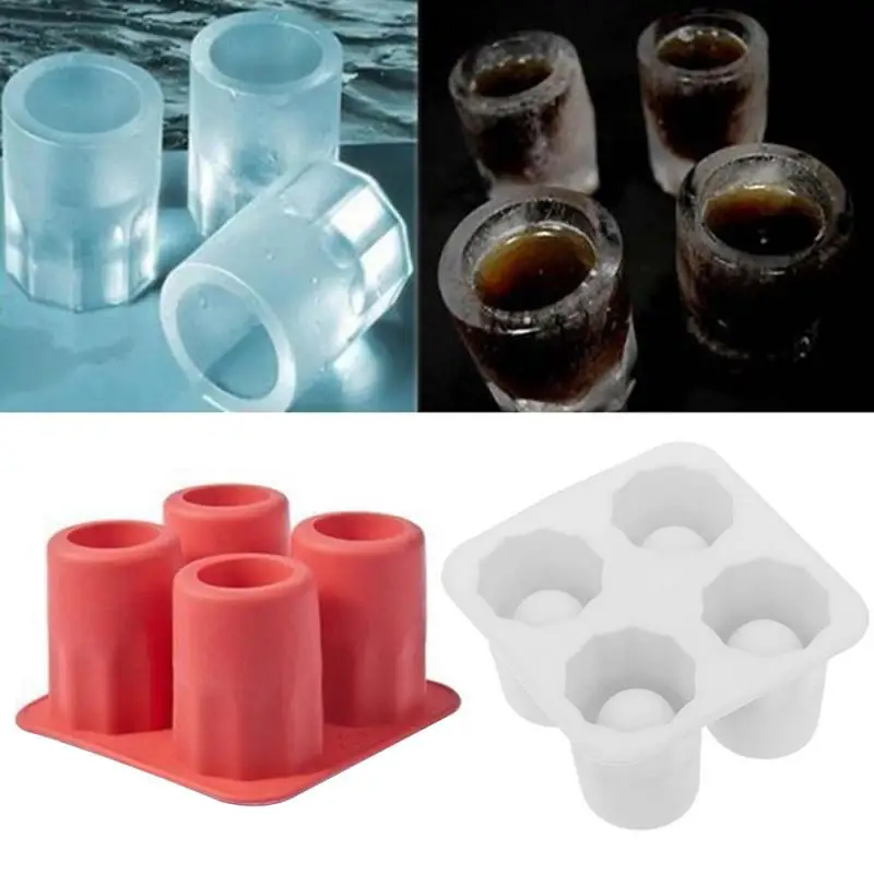 

Glass Freeze Mold Bar Party Drink Ice Tray Cool Shape Ice Maker Mould A Cup 4-Cup Ice Mold Cup For Whiskey Cocktail