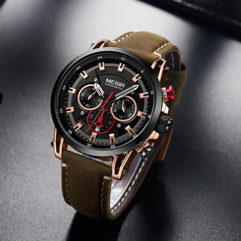 Часы наручные MEGIR Мужские кварцевые спортивные брендовые Роскошные
