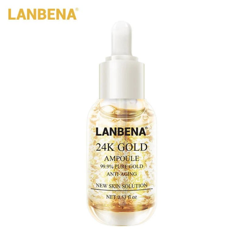 

LANBENA 24K Gold Hyaluronic Acid Shrink Pore Face Serum Replenishment Moisturize Brighten Skin Care Essence