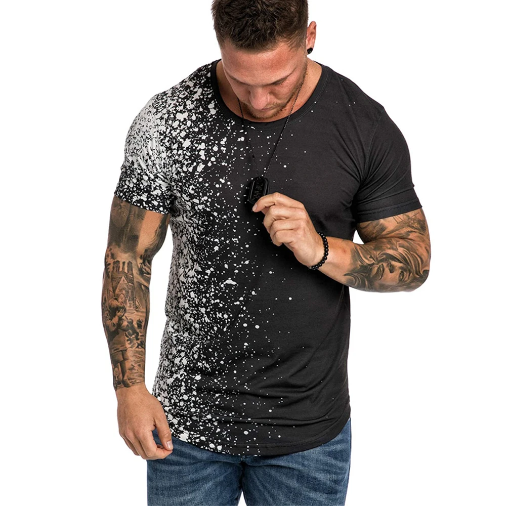 

Camiseta de los hombres de verano de 2021 3D copo de nieve estampado de punto de cuello redondo Harajuku Camisetas manga corta T