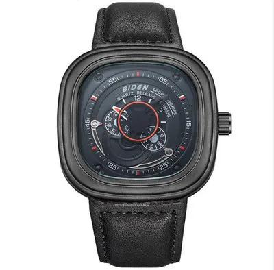 2020 роскошные квадратные мужские кварцевые наручные часы из натуральной кожи