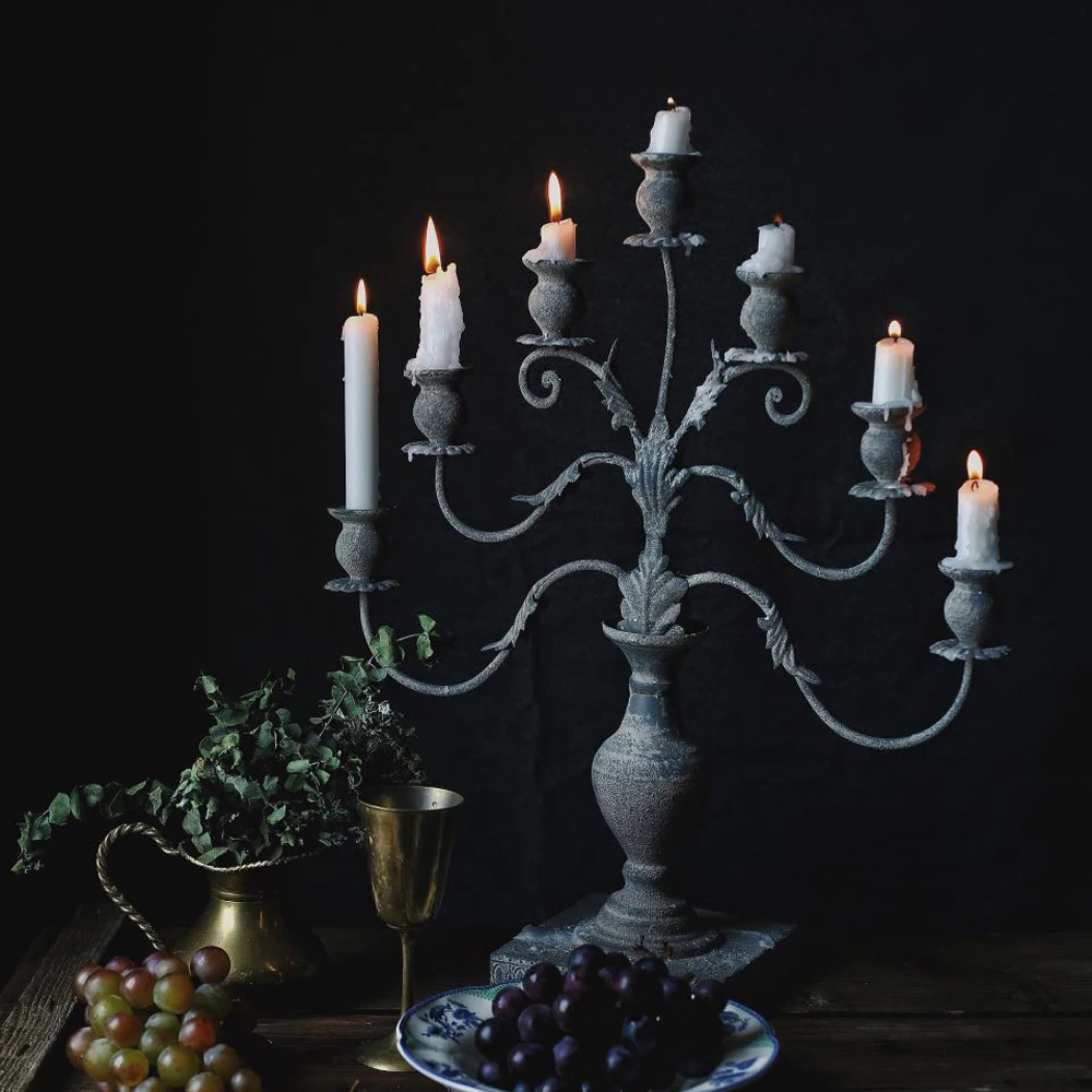 7 Arms Country Style Retro Vintage Metal Candlestick Holder