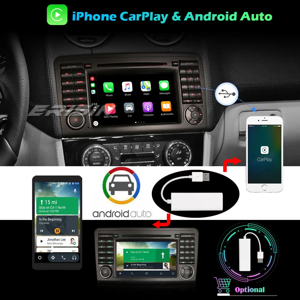 Erisin ES5961L Android 10 0 Автомагнитола DVD Carplay GPS DAB + WIFI SWC Sat Nav USB 4G для Mercedes ML/GL-Class W164 X164 |