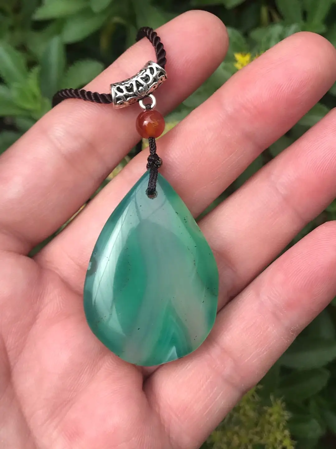 100% natural agate green jade pendant necklace agate pendants with texture necklace women jadeite jade jewelry