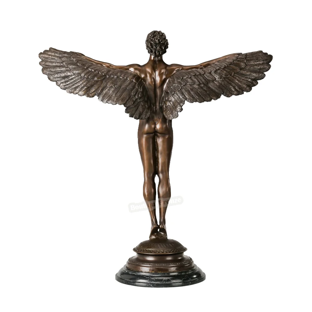 

Large Sculpture Greek Mythology God Icarus Statue Hot Cast Bronze Antique Nude Man Art Home Villa Decoration