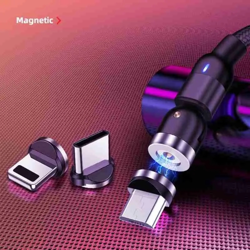 

Rotation Magnetic Usb Charging Cable Fast Charging Type C Wire Mobile Phone Cable Cord Fast Charging Magnetic Data