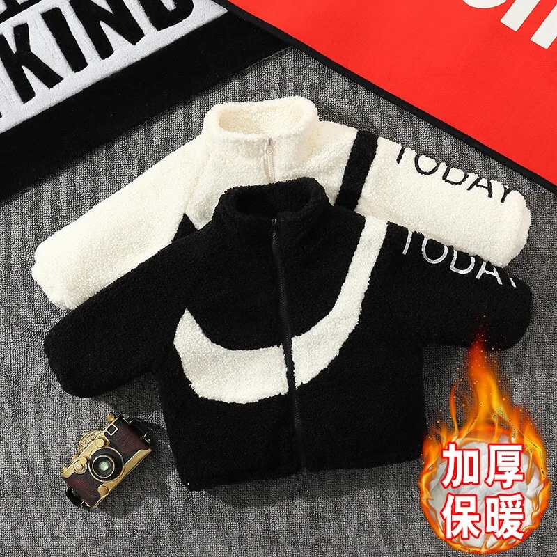 

Children's winter coat, children's winter coat style with velvet and thick sweater, kids clothing