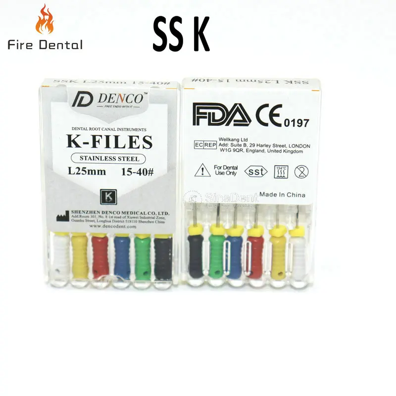 1 Pack Dental Handuse K Files 15-40#  21mm 25mm Stainless Steel Endo Files for Root Canal Endodotics
