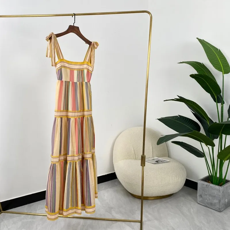 

High Quality Summer Sleeveless Stripes Cotton Dress
