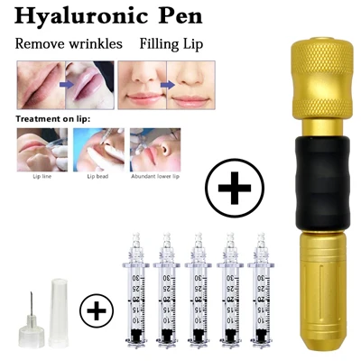 black gold pen set 0,3 мл Регулируемый неинвазивный ингалятор гиалуроновая ручка кислота губы стабилизатор инжектор без игл инъекции гиалурон пистолет HA ручка - Номер модели: black gold pen set