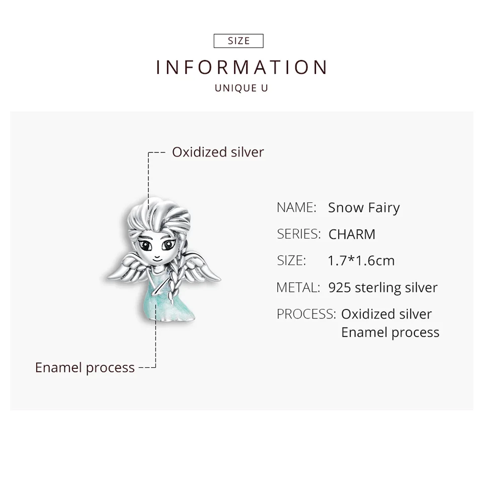 

bamoer 925 Sterling Silver Snow Fairy Charm for Original Silver Plated platinum Bracelet Fine Jewelry DIY Bangle Beads SCC1652