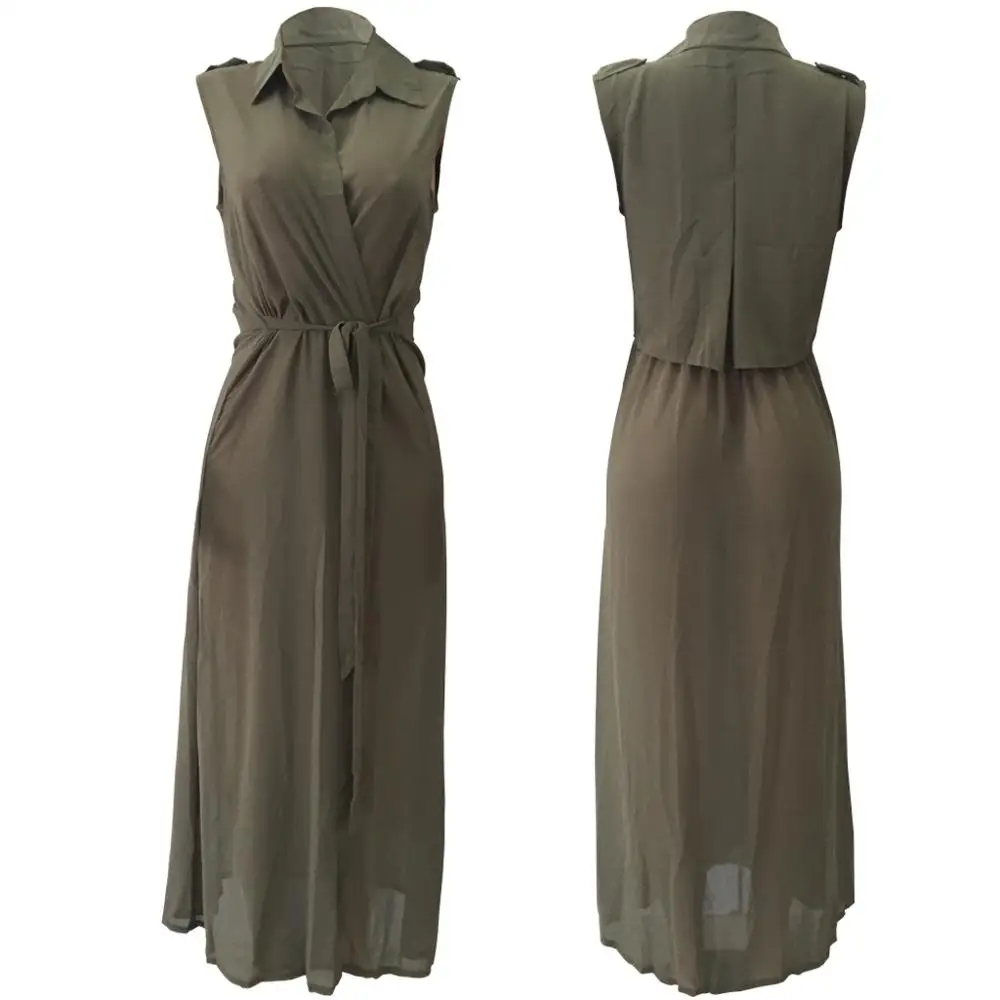 Женский шифоновый кардиган без рукавов прозрачное длинное пальто с поясом