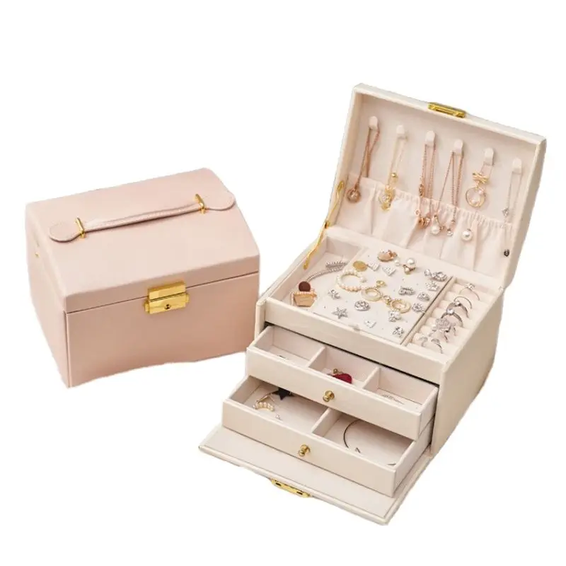 

2021 Jewelry Organizer Portable Necklace Earrings Rings Jewelry Box Packaging PU Leather Storage Joyeros Organizador De Joyas