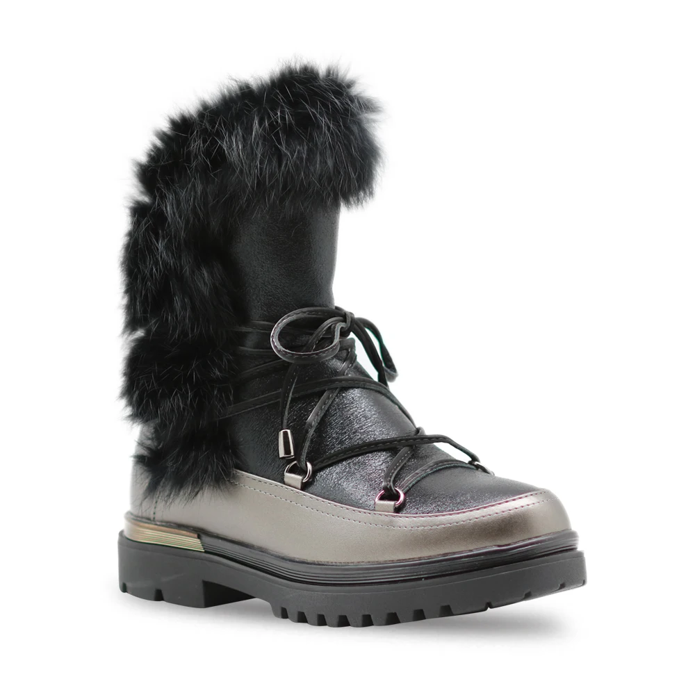 Apakowa/зимние сапоги на шнуровке с натуральным мехом для девочек Детские до