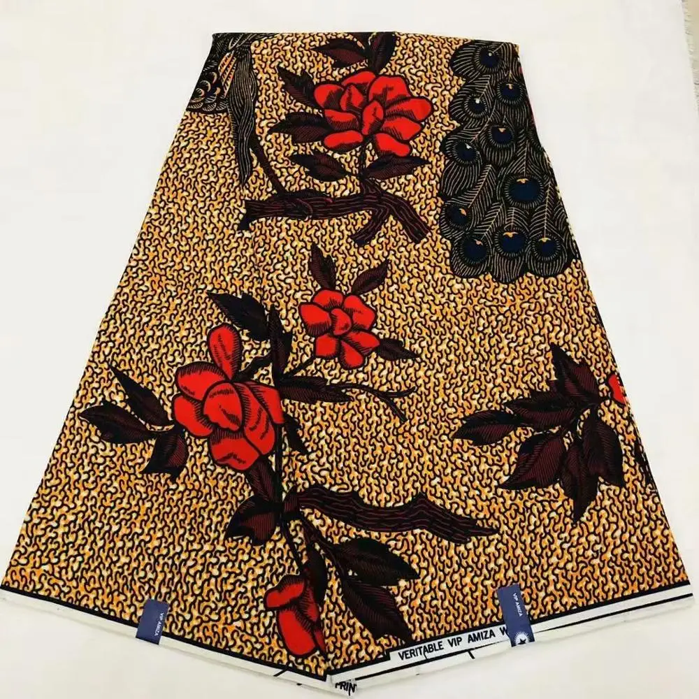 Дешевая ткань из полиэстера Африканские Восковые принты не хлопковая 6 ярдов