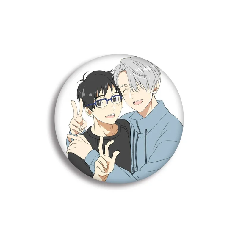 58MM Yuri!!! On Ice Lapel Pin Button Yurio Victor Sweet Cartoon Pattern Cosplay Badges Fashion Bag Clothes Backpack Decorative - купить по